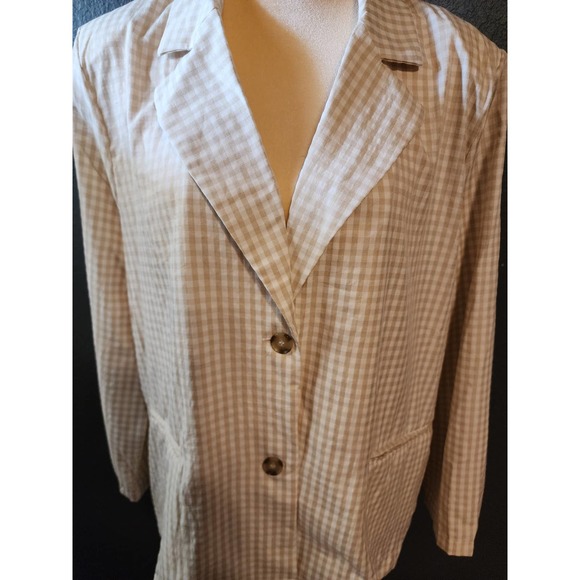 Cyrus Women's Taupe 2 Button Front Closure Gingham Blazer Size xl - Picture 10 of 15
